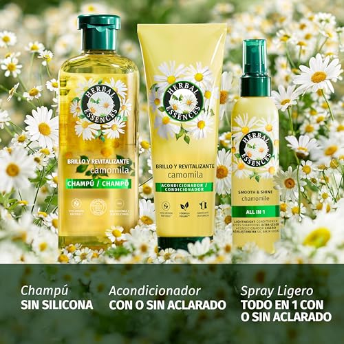 Herbal Essences Acondicionador Camomila Brillo & Revitalizante 250ml Aporta Brillo y Suavidad al Pelo Encrespado y Apagado, Con Extracto de Manzanilla e Ingredientes de Origen Natural, Vegano - imagen 7