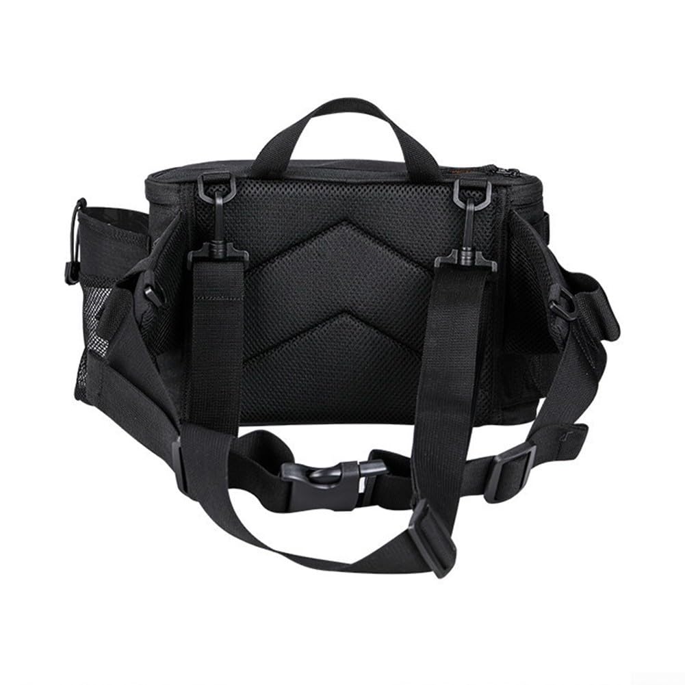 RX1911 Sac de pêche monté à la taille avec ceinture réglable en forme de V et dos en maille respirante pour un confort tout au long de la journée (grand noir)