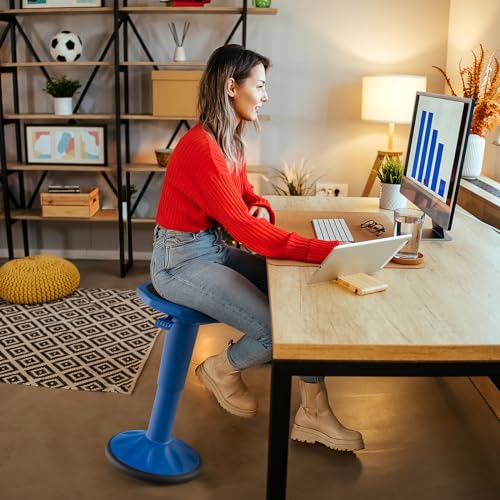 Image of Giantex Wobble Stools for Classroom Seating - Wiggle Stool with Adjustable Height, 24 inch Active Learning Stool, Sitting Balance Chair for School, Office Stand Up, Flexible Seating Wobble Chair, Navy