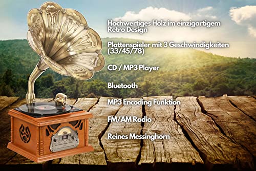 Système de musique rétro nostalgique – Bluetooth – Grammophone – USB – Lecteur CD MP3 – Système compact – Radio – Rétro… - Les Beatles, Paul McCartney, John Lennon, RIngo Starr, George Harrison Système de musique rétro nostalgique - Bluetooth - Grammophone - USB - Lecteur CD MP3 - Système compact - Radio - Rétro… – Image 3