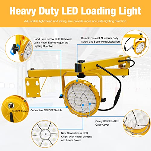 G GJIA 60W 6600LM LED Loading Dock Lights with 40'' Swing Folding Single Arm, AC100-277V, 360° Rotatable LED Lamp Head, ETL Listed, IP65 Waterproof for Trailers, Docks, Warehouses, Container. — view 3
