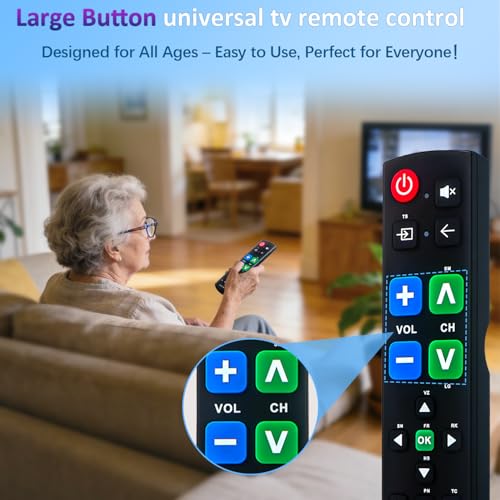 Image of Big Button Universal Remote for All TV Remote, for All Samsung /LG /VIZIO /Sony /Hisense /Philips /Panasonic TVs and More