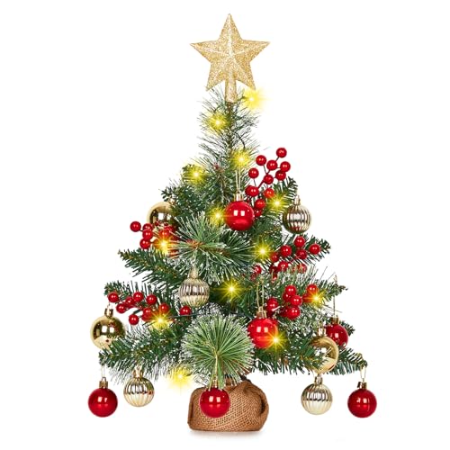 Fulasofia 40CM Mini Weihnachtsbaum Künstlich mit Beleuchtung - Tisch...