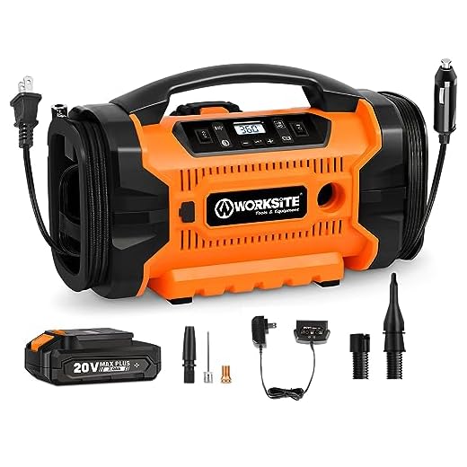 Tire Inflator Air compressor Portable, 160 PSI Car Tire Pump with 3 Power Supply (110V AC, 12V DC & 20V Battery), Inflation & Deflation Modes, Dual Powerful Motors, Digital Pressure Gauge, WORKSITE