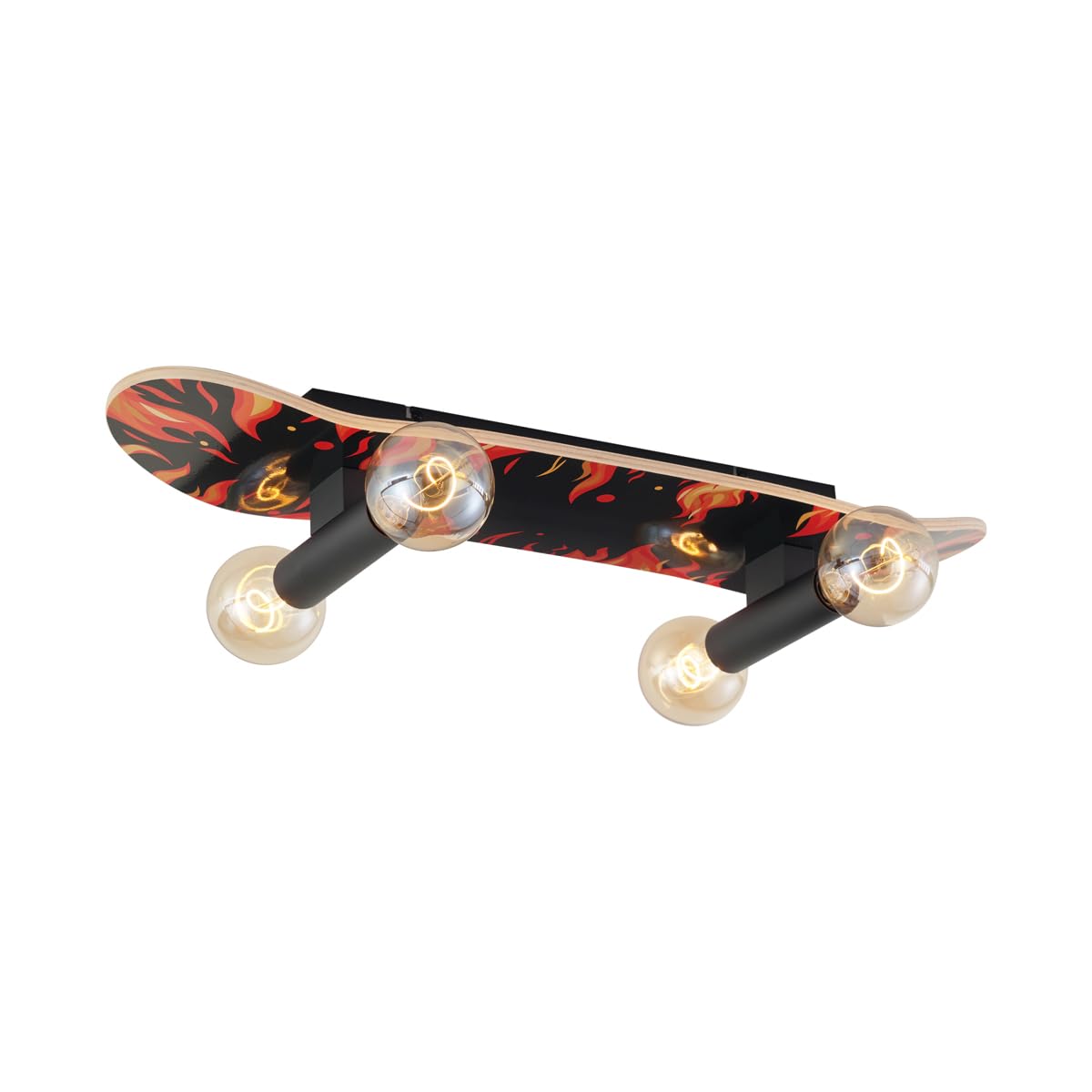 Qazqa Design wall lamp, wall Light - Skateboard - Black, Oval, Wood, max. 15W, e27, 4-Way, 13cm, Ideal for Hall Way, Living Room, Bedroom and Childrens Room