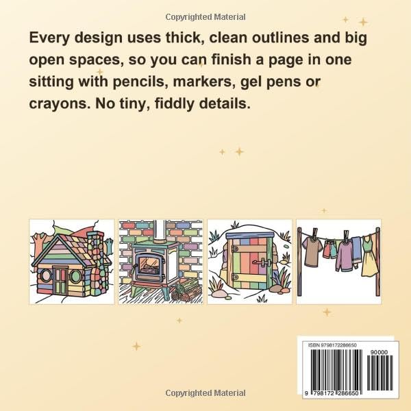 Cozy Homestead & Off-Grid: Bold & Easy Coloring Book - 45 Large Print Cabins, Root Cellars and Wood Stoves image 3