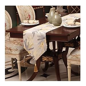 Gouden Eettafelloper, Verjaardag Tafelloper Grijs 12,8×88 Inch Nordic Eenvoudige Bladeren Met Kwastje Polyester Moderne…