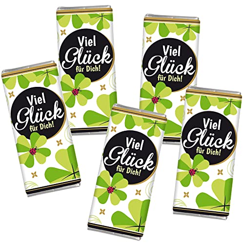 STEINBECK Geschenk-Schokolade - Viel Glück für dich - 5 mal Minischokolade Neujahr Silvester Glücksschwein Mitgebsel…