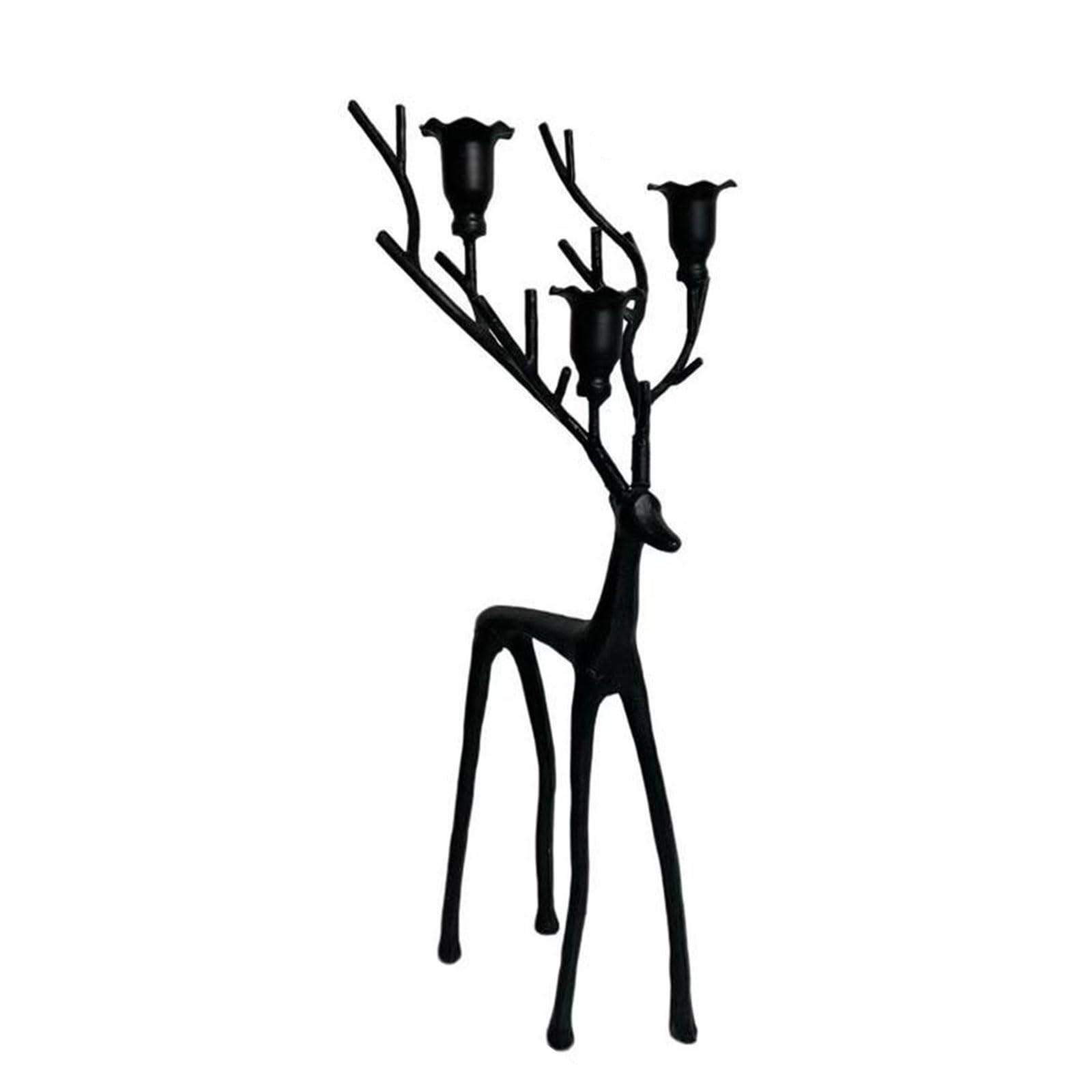 Buxuaaaa Iron Deer Holders Stand Candlestick Christmas Decoration Desktop Ornaments Home Decoration Gift Iron Deer Holders
