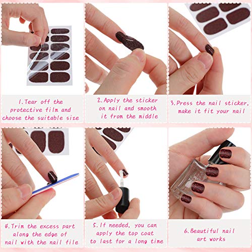 388 Pieces 30 Sheets Glitter Full Wraps Nail Polish Stickers Self-Adhesive Nail Art Decals Nail Polish Strips With Nail Files For Women Girls Diy Nail Art Decoration (Bright Style) #TOP2