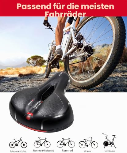 Fahrradsattel, Bequem Weich Memory Foam Ergonomisch Stoßdämpfend Atmungsaktiv Fahrrad Sattel...
