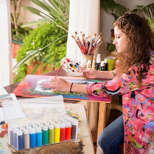 Image of 3 Pcs Paint Storage Box for 2 Fl. oz Acrylic Paints, Acrylic Portable Craft Art Organizer with Handle, 30 Bottles Capacity Plastic Art Supply Clear Boxes