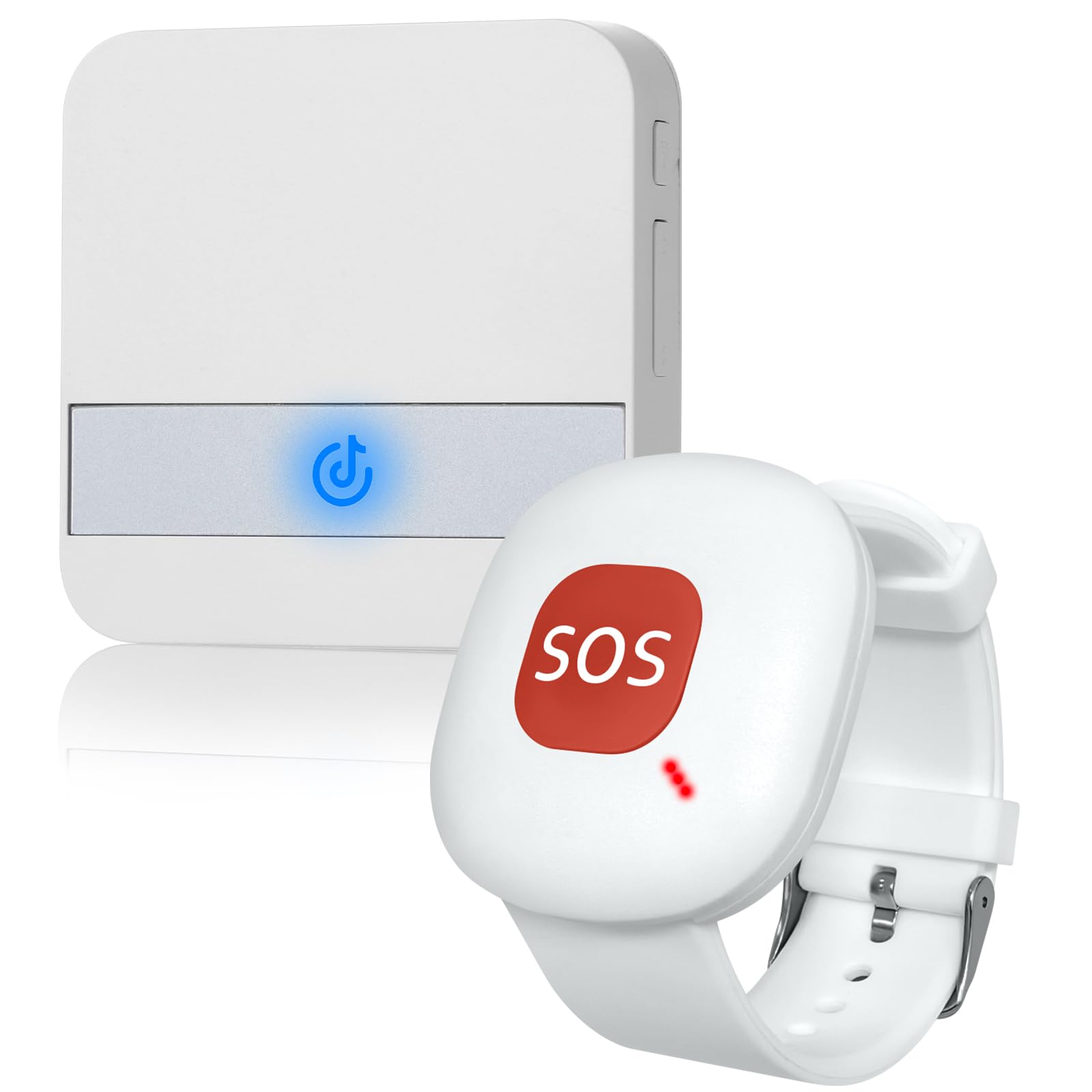 Buscapersonas inalámbrico para cuidadores, Alarma Móvil Inalámbrica para Casa con Muñeca Botón De Emergencia, Plug-in, Alarma De Pánico, Alarma Inalámbrica para Personas Mayores (1 a 1)