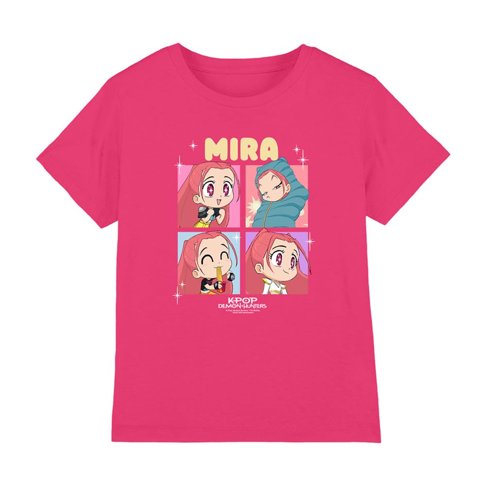 Kpop Demon Hunters - Huntrix Mira Chibi Boxes Kids T Shirt, Fuchsia, 7-8