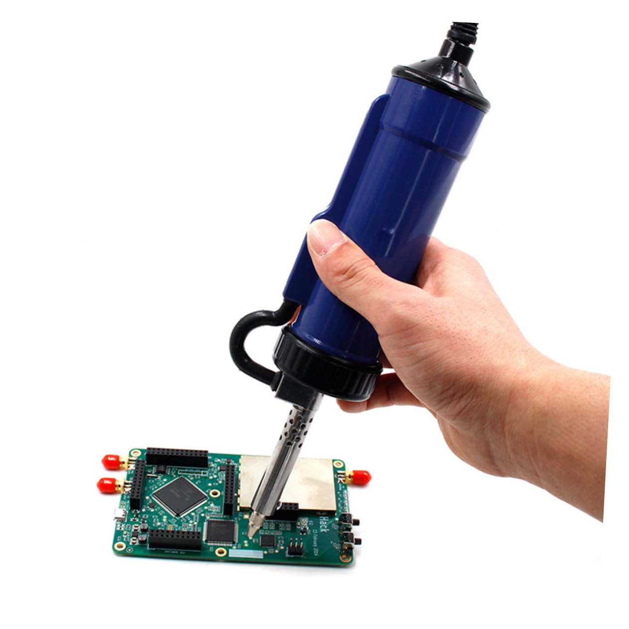 Holibanna Bomba Desoldadora Eléctrica con Succión Portátil y Carcasa de Acero Inoxidable Certificada, Función Bidireccional de Aspiración y Expulsión para Electrónica, 3 Boquillas