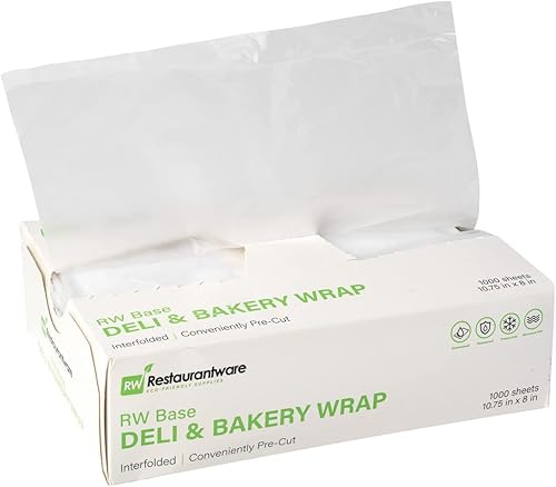 RW Base - Hojas de plástico de 10.75 x 8 pulgadas, 1000 envolturas de plástico de carnicero entrelazadas, precortadas, desechables, hojas de