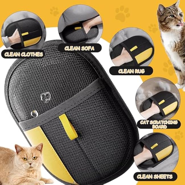 Yostyle Electrostatic Pet Hair Remover Glove - Reusable Electrostatic Pet Hair Removal Gloves for Couch, Carpet, Double Sided Grooming Glove for Cat & Dog Hair, Upgraded Static Removal Tool (1)-TE95r0d2