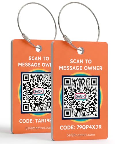 Image of Smart Luggage Tags | Privacy QR Code Luggage Tag, Orange, 2-Pack