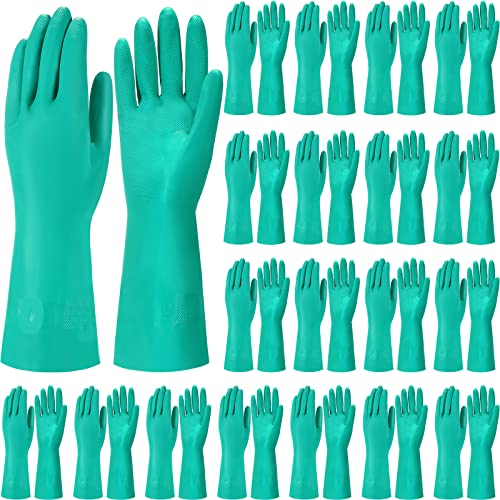 Potchen 20 Pairs Chemical Resistant Gloves Heavy Duty Thick Nitrile Gloves Bulk For Cleaning, Resist Household Acid, Alkali And Oil (X-Large)