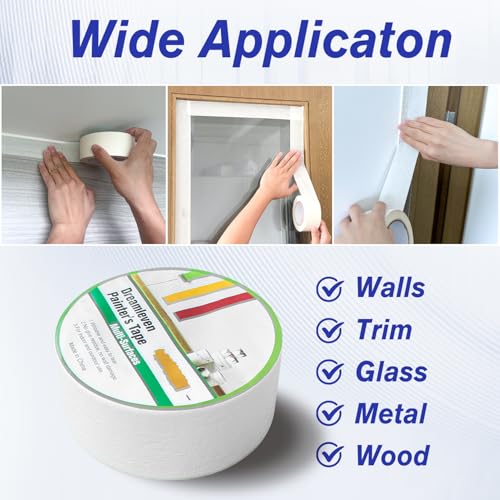 Image of White Painter's Tape 2 Inch Wide x 60 Yards, White Washi Tapes Decorative, General Purpose White Masking Tape for Wall Painting, Labeling, DIY Projects & Craft