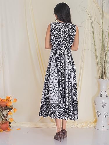 Image of Arihant Collection Rajasthani Traditional Cotton Jaipuri Printed Long Floral Midi Maxi Gown Dress