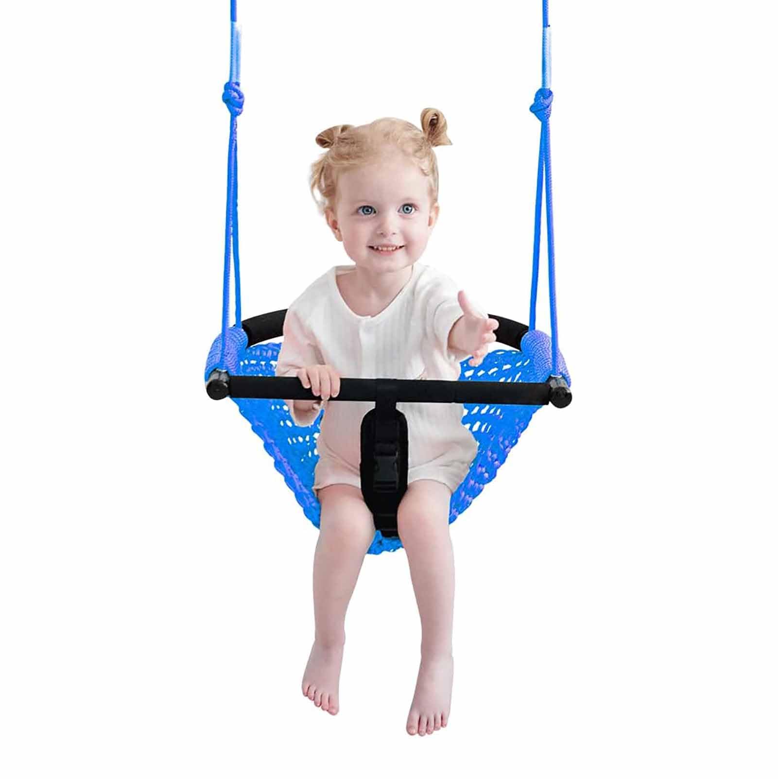 Columpio Bebe, Asiento De Columpio para Niños con Cuerdas Ajustables, para Niños Juego De Columpios De Cuerda Resistente Y Seguro para Niños, para Exterior, Interior Y Jardín(Color:Azul)