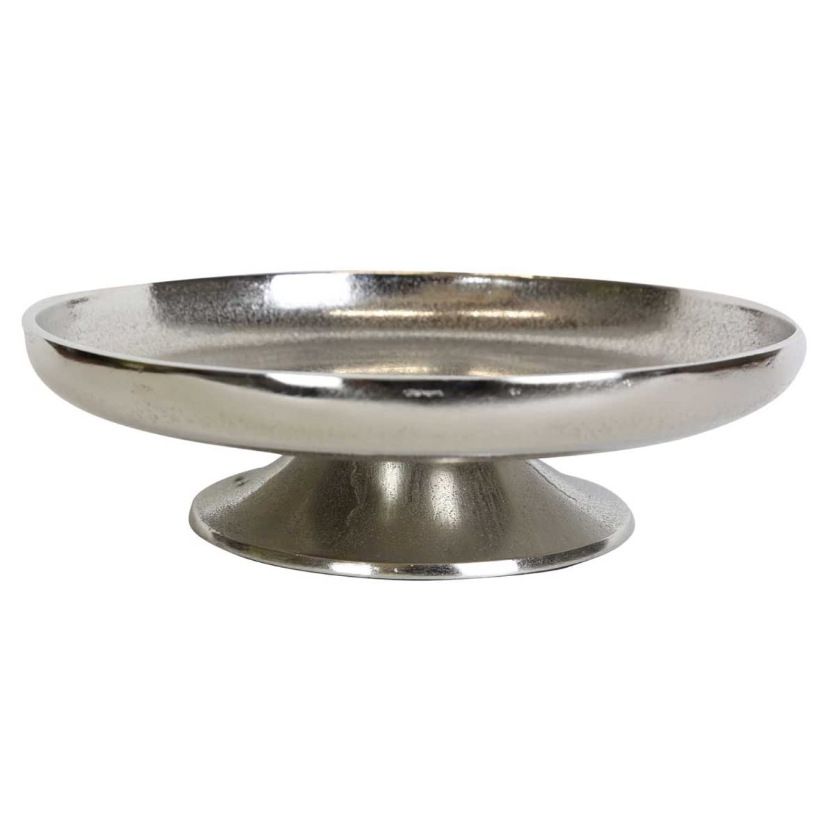 Casa Moro Aluminium Silber Tablett Livorno M mit Fuß Ø 26cm rund Obstteller Luxus Kuchenplatte handgegossen - Serviertablett Weihnachtsdeko für Wohnzimmer Esszimmer Küche ALTB16M