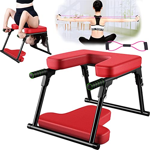 Yoga Kopfstandhocker, Zusammenklappbar Yoga Kopfstandstuhl für Zuhause und Fitnessstudio Stahl PU Polster Yoga Zubehör Fitness Accessories mit Yoga...