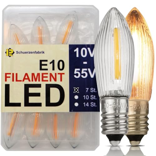 7x Spitzkerze E10 LED Lampen Ersatzbirnen 10V-55V 0.2W 2200K Universal...