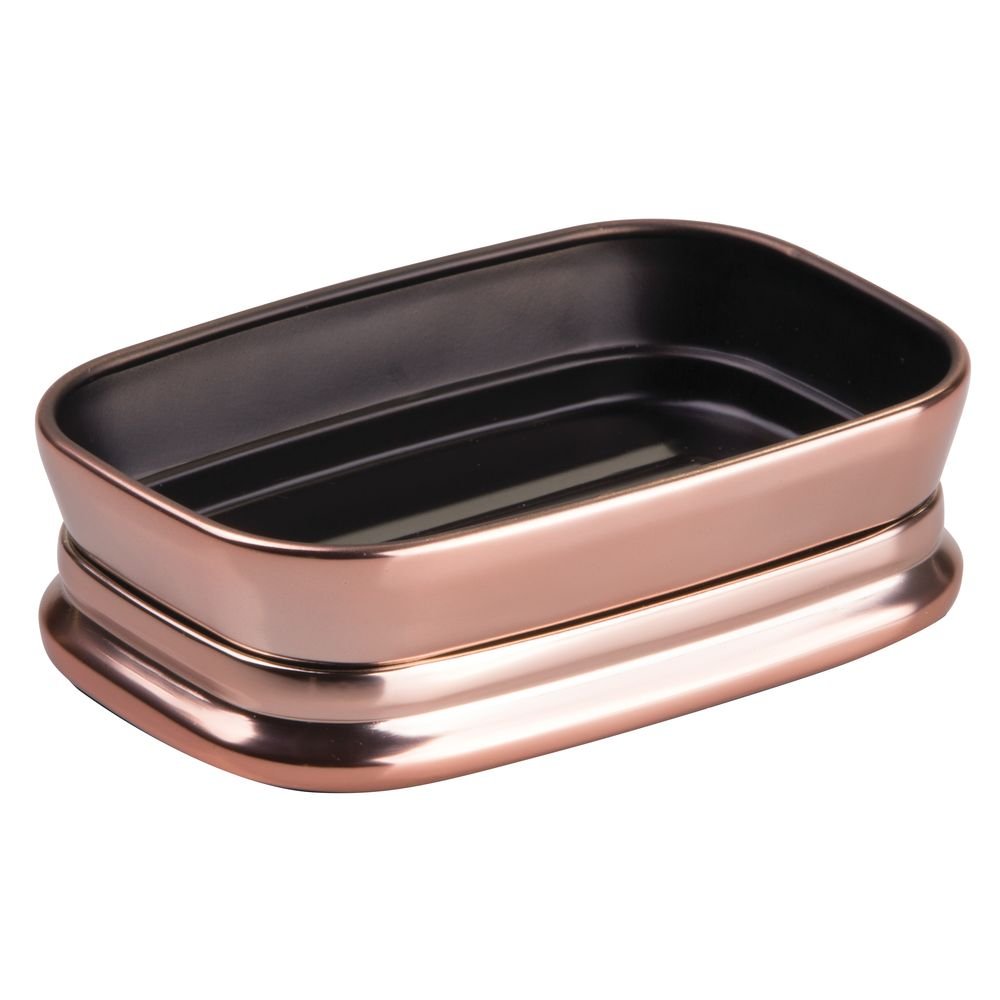 iDesign Sutton Bar Soap Dish for Bathroom Vanities, Kitchen Sink, Rose Gold - ID03519ES