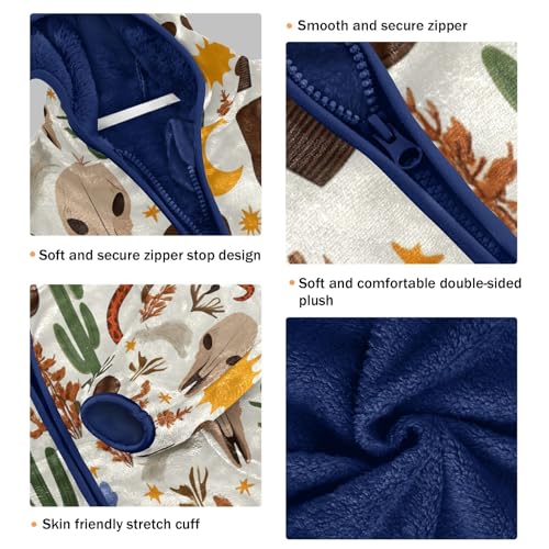 Western Themed Pattern Design Toddler Fleece Jacket Girl Boys Hooded Fleece Jacket Coat Warm Outwear Zip-up 3-10T3