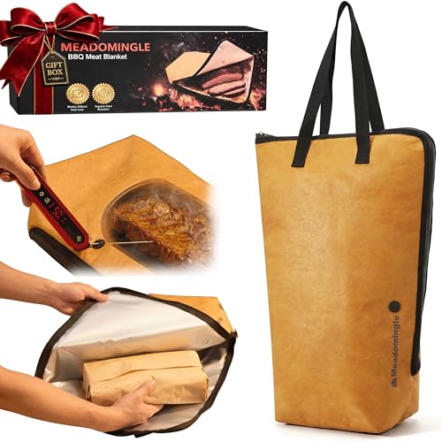 Image of BBQ Blanket for Resting Meat with Thermometer Probe Port - Insulated Meat Resting Bag for Brisket, Pork Shoulder, Turkey - Heavy Duty Meat Resting Bag, Father's Day Birthday Gift for Men Dad Husband