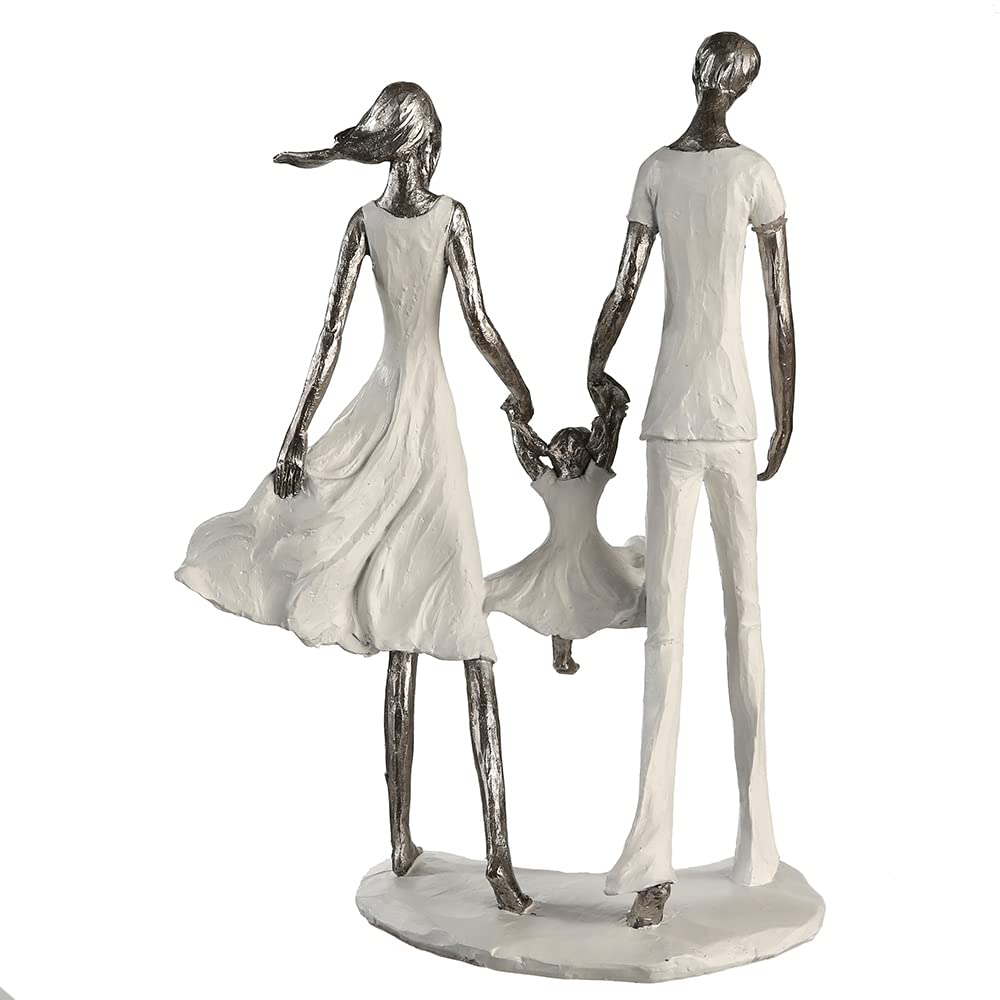 Casablanca Skulptur Family, Deko Figur Weiß, Kunstharz Statue Wohnzimmer, Büro Dekoration H. 12 cm x B. 31 cm - Moderne Familien Skulpturen, Zusammenhalt Familie