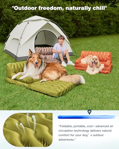 Orthopedic Memory Foam Dog Sofa Bed, Foldable Pet Couch Bed, Cooling Fabri & Removeable Cover, Green,30"x40"x16"