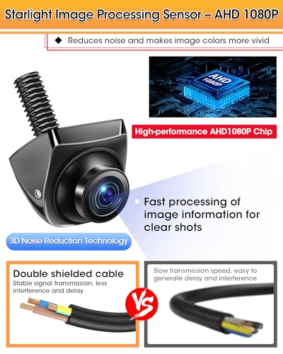 Image of 【4 Signal Modes & Metal Body】 Backup Camera AHD 1080P /720P /NTSC /PAL | 360 Rotatable , IP69K Waterproof, Super Night Vision, 170 Wide Angle, Parking Assist, 12V-24V Universal for Car Truck SUV