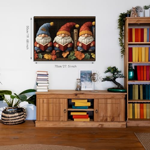 PQIKTUV 1000 Piece Adult Puzzle Cozy Autumn Reading Gnomes Scene Jigsaw Puzzles with Letter Markings, HD Poster, Storage Bag & Gift Box – Home Decor Gift for Book Lovers 50x70cm (19.7x27.56 in) - image 2