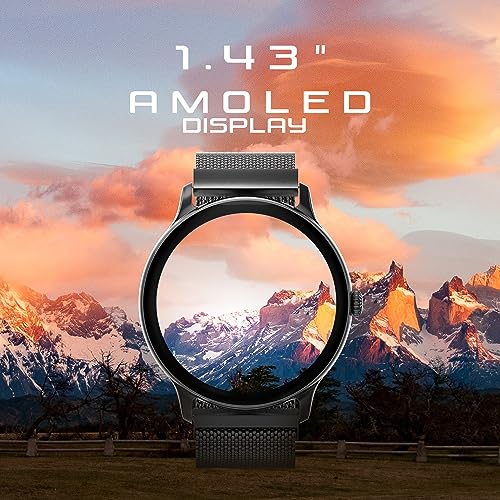 Image of Fire-Boltt Ace Luxury Phoenix AMOLED Stainless Steel Smart Watch 36.32mm (1.43 inch), 700 NITS Brightness, Stainless Steel Rotating Crown, Multipe Sports Modes & 360 Health (Black)
