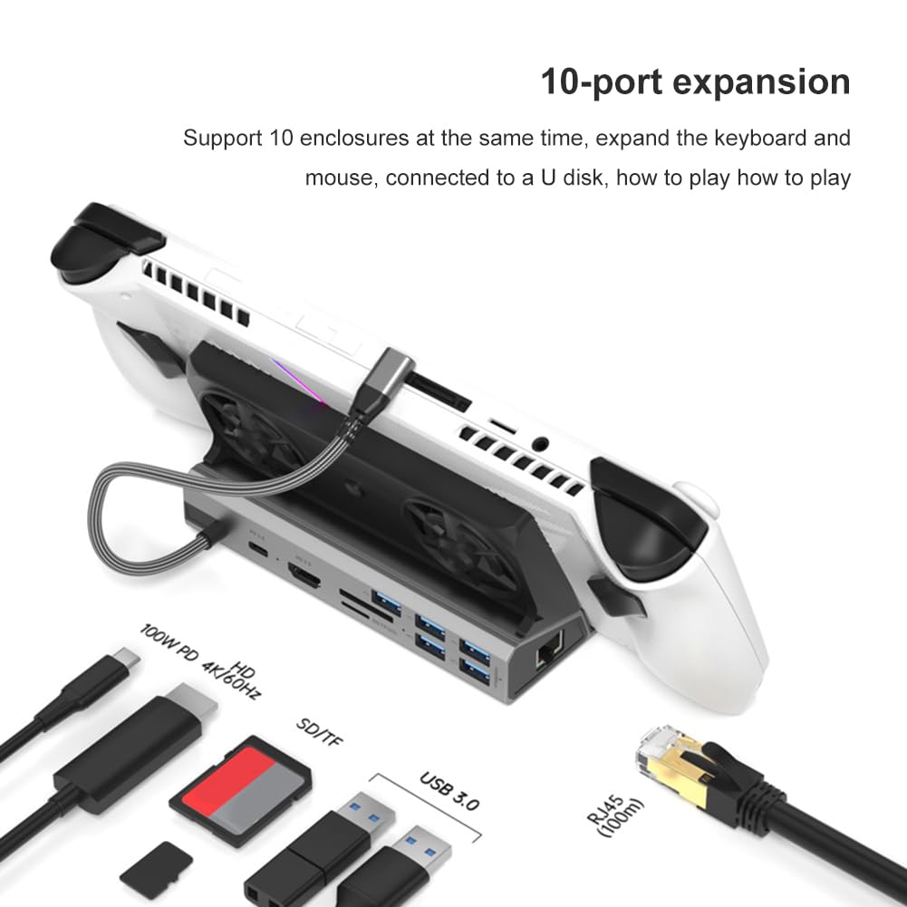 Docking station compatibile con HDMI Hub console 4K 60Hz USB C Docking Station Gigabit Ethernet 1000Mbps Tipo C USB 3.0 2.0 PD 100W RJ45 per Steam Deck