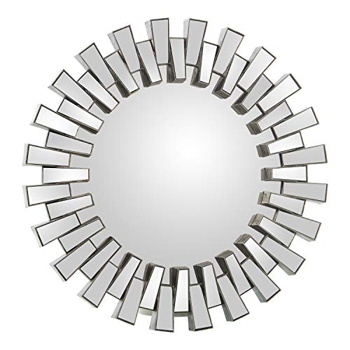 DRW Espejo de Pared Redondo de melamina en Plateado (56 cm)