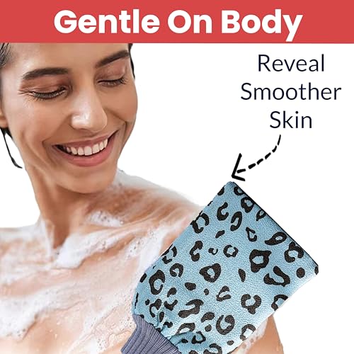Image of TEMPERIA (1 pcs) Exfoliating Gloves for Dead Skin - Body Scrubber for Bathing, Bath & Shower for Women & Men - Premium, Ergonomic Design Exfoliator Scrub (Random Colors) (MN03)