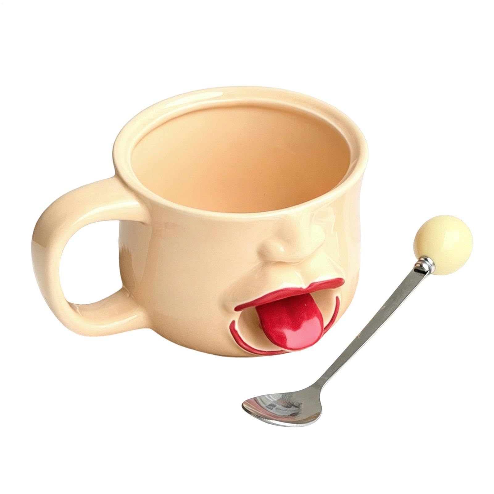 Taza de café con lengua interactiva para oficina y mesa de desayuno original de 255 ml