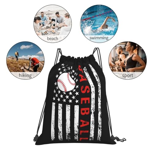 American Baseball Flag Unisex Drawstring Backpack Bag Sport Gym Travel Swim Sackpack4
