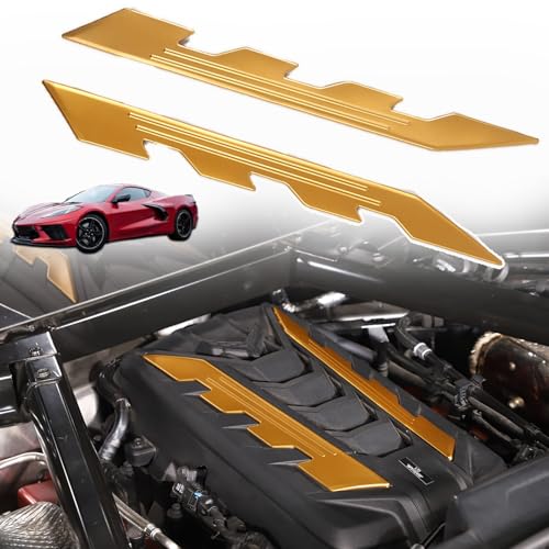 Image of Sekhyna Engine Bay Panel Cover Trim 2PCS Compatible with Corvette C8 Stingray 2020-2025 Engine Cover Left Right Protective High Temperature Resistance Cover Trim Accessories (Yellow)