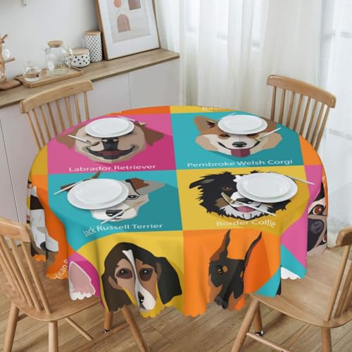 Nappe ronde carlins polyester lavable table cuisine anti-plis - 3