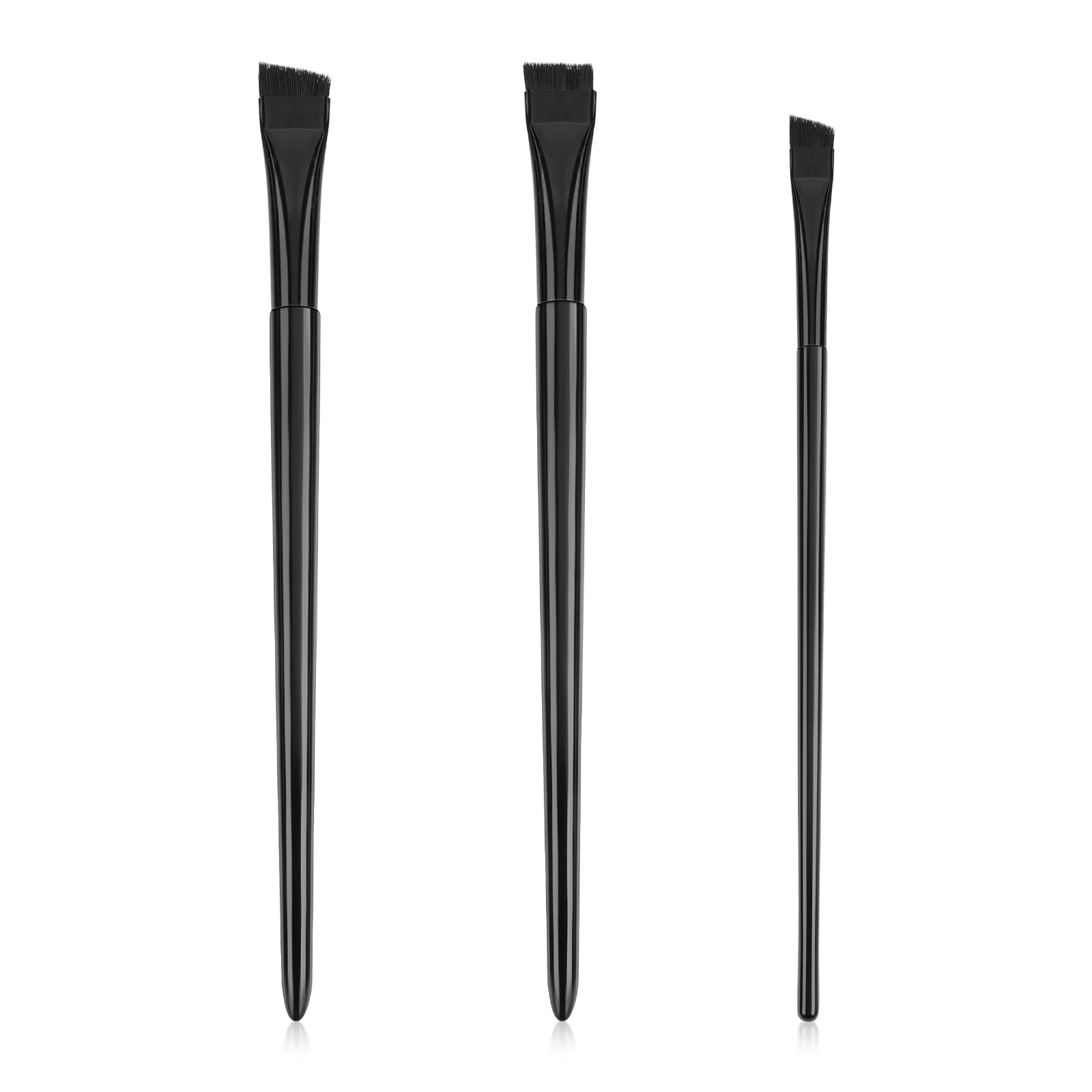 3Pcs Eyeliner Brush Set, Super Soft Eyeshadow Brush Flat & Fine Angled Eyeliner Brush Slanted Angled Brow Brush Makeup Tools for Eyeshadow Eyebrow Cosmetics