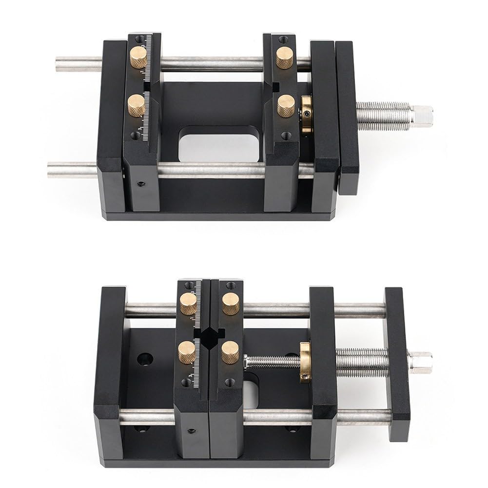 Morsa autocentrante per lavorazione del legno, per serraggio in lega di alluminio CNC con scanalatura a V per calcio rotondo/quadrato, capacità ganascia 10-65 mm, nera (200 x 100 x 70 mm)