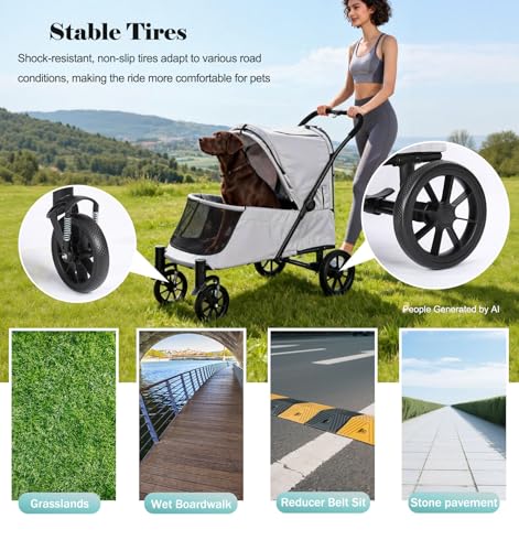 Image of Pet Stroller with Ramp for Large Dog up to 132lbs Portable&Foldable