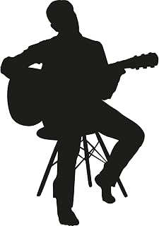 SP12967 Acoustic Guitar Player Sitting Silhouette Cardboard Cutout Standee Standup