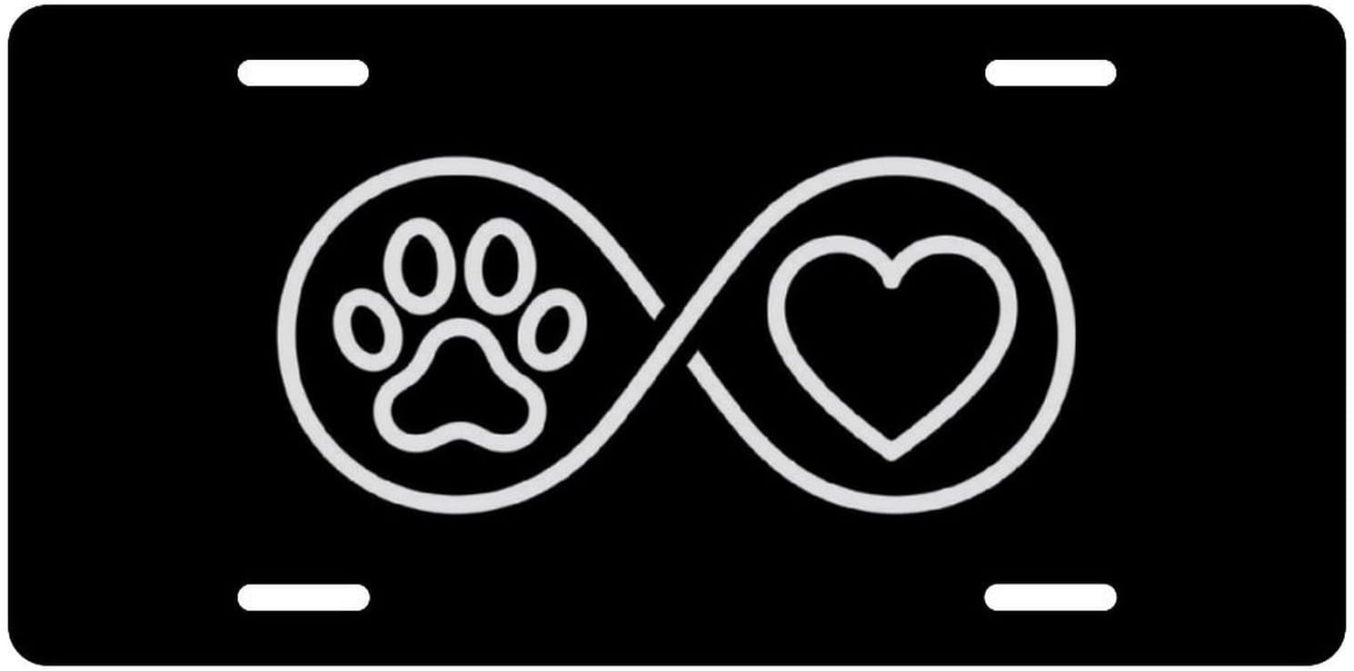 Paw Love Cats & Dogs Animals Decorative License Plate, Vanity Tag, Metal License Plate, Aluminum Novelty License Plate Home Decor for Men/Women/Boy/Girls 6 X 12 Inch (4 Holes)