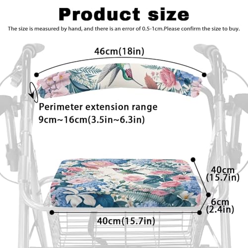 Image of Hummingbird Universal Rollator Accessories, Soft Seat and Backrest Covers for Walkers, Adjustable Walker Seat Covers for Seniors